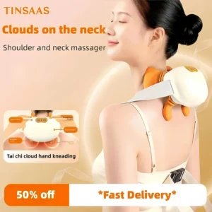 Rechargeable Electric Neck Shoulder Cervical Massager for Hand Leg Body Muscle Fatigue Relief Simulated Real Hand Knead
